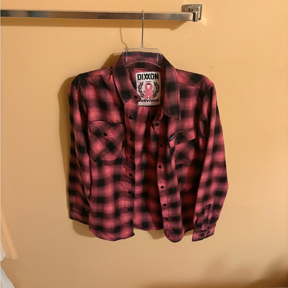 DIXXON Women's Pink Plaid Flannel Shirt